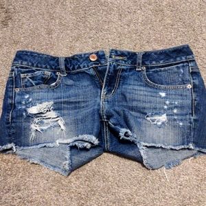 Ripped jean shorts
